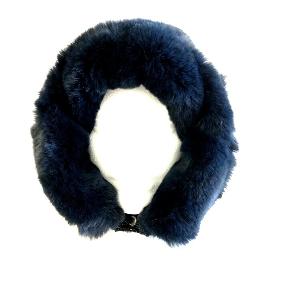 (NWT) INC International Concepts Navy Woven Shine Faux Fur Trapper OSFM - Picture 3 of 10
